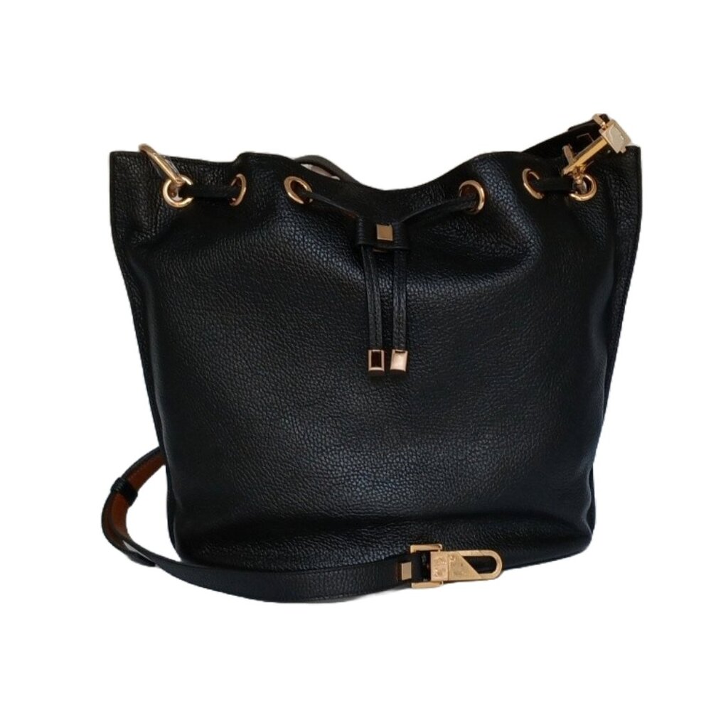 Carla Bucket Ebony/Chestnut Leather Handbag Luana Italy NWT